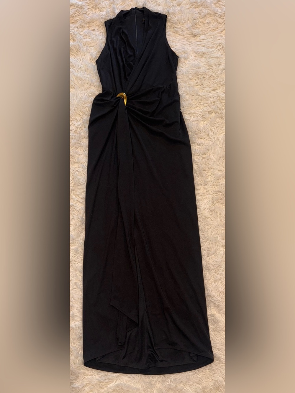 NEW Donna Karan New York Belt Detail Black Sheath Maxi Dress sz 6 - Picture 6 of 10